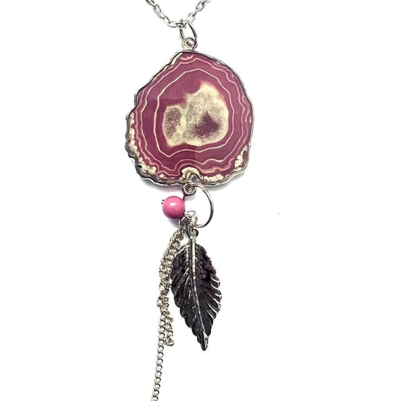Gold Color Chain Necklace with Ruby Red Color Pendant and Charms - Picture 3 of 3